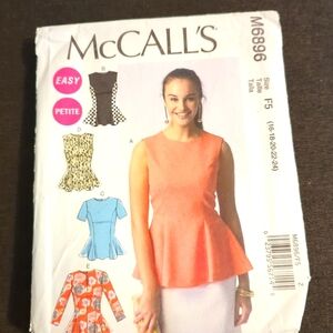 MCCALLS SEWING PATTERN M6896 WOMEN MISSES TOPS Sz  16,18,20, 22,24 Petite UNCUT